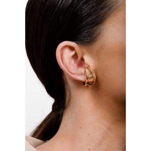 BRINCO DOURADO ESTILO EAR JACKET COM ESFERA