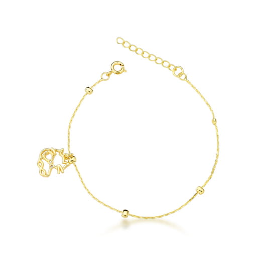 PULSEIRA DOURADA COM PINGENTE DE GATINHO