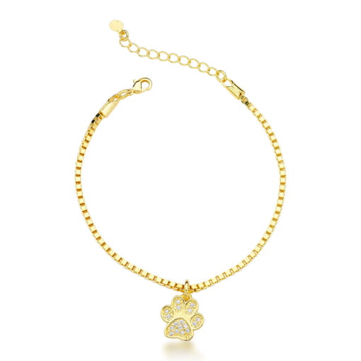 PULSEIRA DOURADA COM PINGENTE DE PATINHA DE CACHORRO