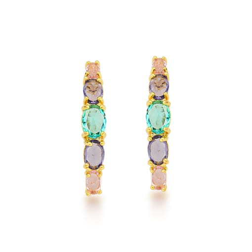 BRINCO EAR JACKET COM PEDRAS COLORIDAS