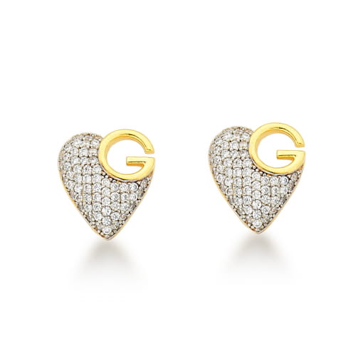 BRINCO DOURADO DE CORAÇÃO COM ZIRCÔNIAS