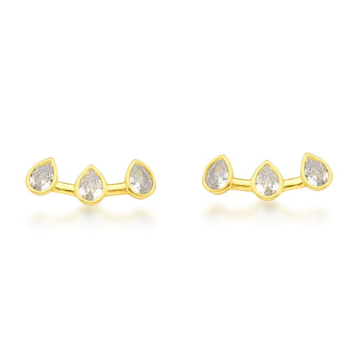 BRINCO DOURADO ESTILO EAR CUFF COM ZIRCÔNIAS