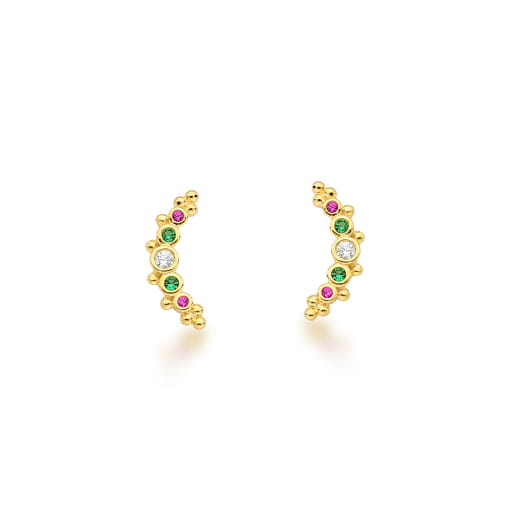 BRINCO DOURADO COM ZIRCÔNIAS MULTI COLORIDAS