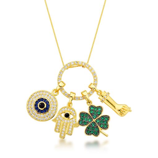 COLAR DOURADO COM PATUÁS EM ZIRCÔNIAS