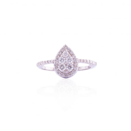 ANEL DELICADO EM OURO BRANCO E DIAMANTES