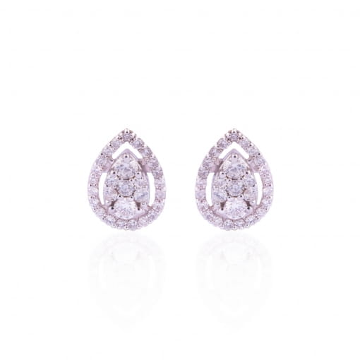 Brinco Gota em Ouro Branco com Diamantes