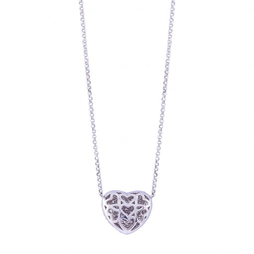 Gargantilha Coração em Ouro Branco com Diamantes