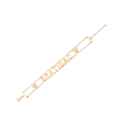 Pulseira Gratidão em Ouro com Diamantes