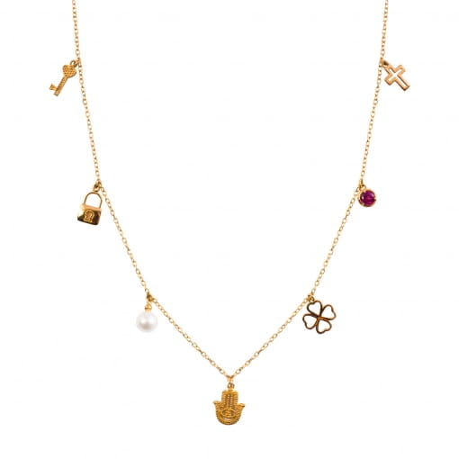 Gargantilha Amuletos Em Ouro