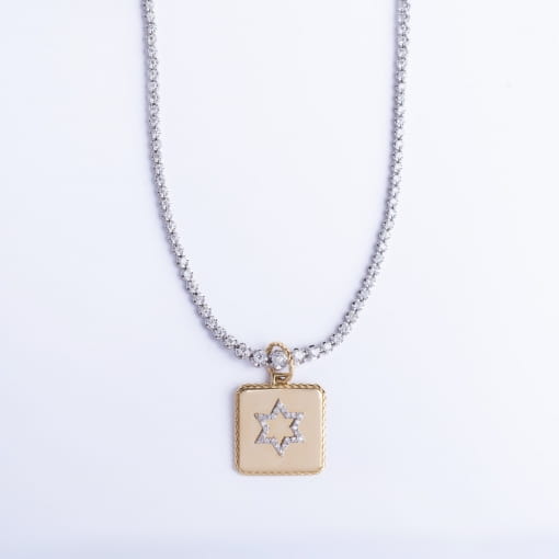 Pingente Estrela em Ouro Amarelo 18k e Ouro Branco