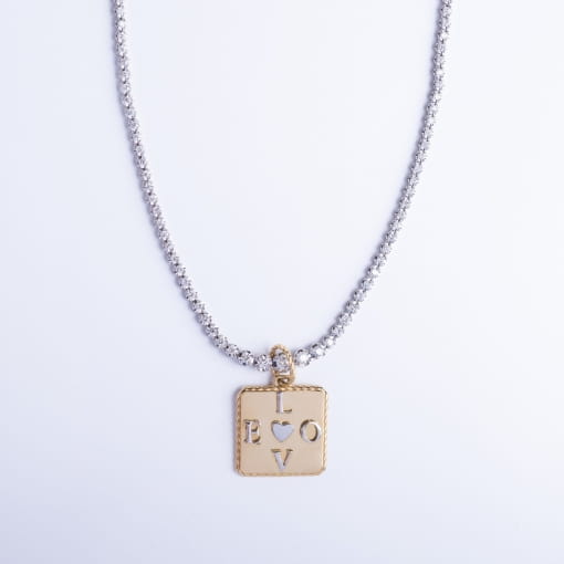 Pingente "LOVE" em ouro amarelo 18k e ouro branco