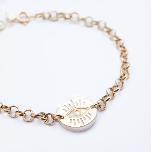Pulseira Olho Grego Ouro 18k Amarelo