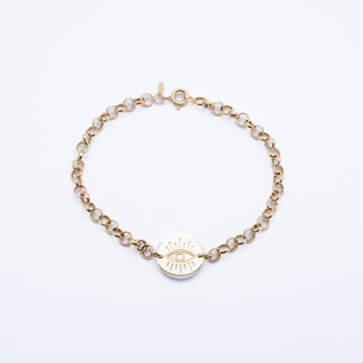 Pulseira Olho Grego Ouro 18k Amarelo