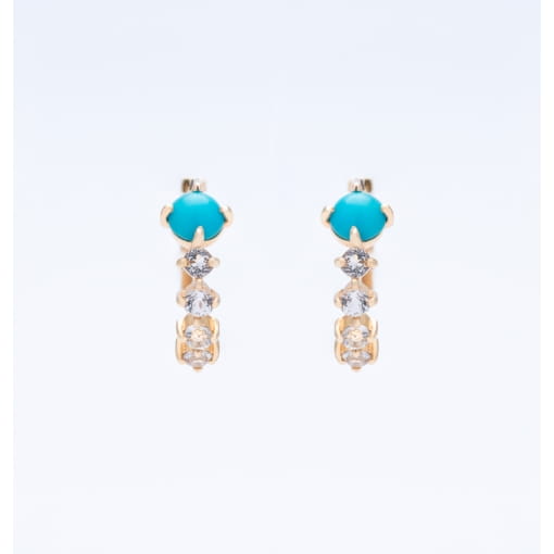 Brinco Ouro 18k com Turquesa