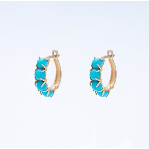 Brincos Turquesa e Ouro 18k Amarelo
