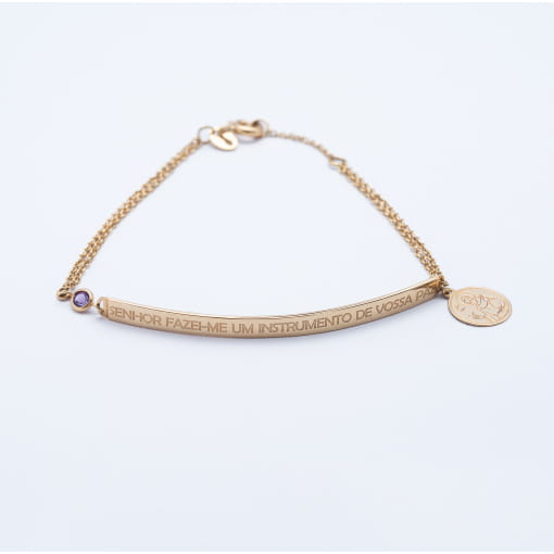 Pulseira Oração São Francisco Ouro 18k Amarelo