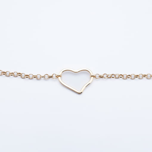 Pulseira Coração Vazado Liso Ouro 18k Amarelo