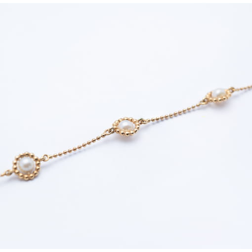 Pulseira 5 Pérolas Lisa Ouro 18k Amarelo