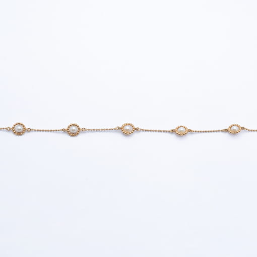 Pulseira 5 Pérolas Lisa Ouro 18k Amarelo