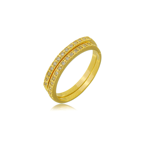 Anel Aparador de Aliança Zircônia Banhado a Ouro 18k