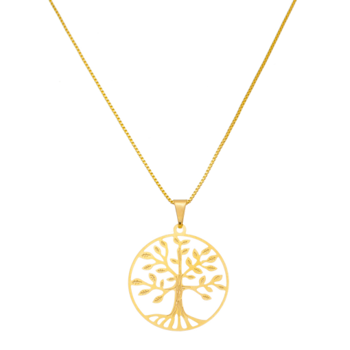 Gargantilha Árvore da Vida Banhada a Ouro 18k.