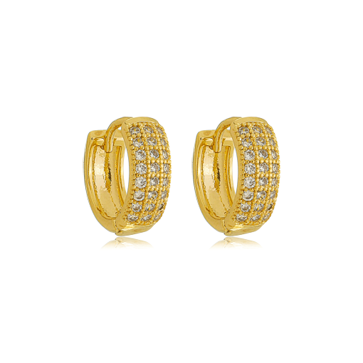Brinco Argola Zirconia M Banhada a Ouro 18k