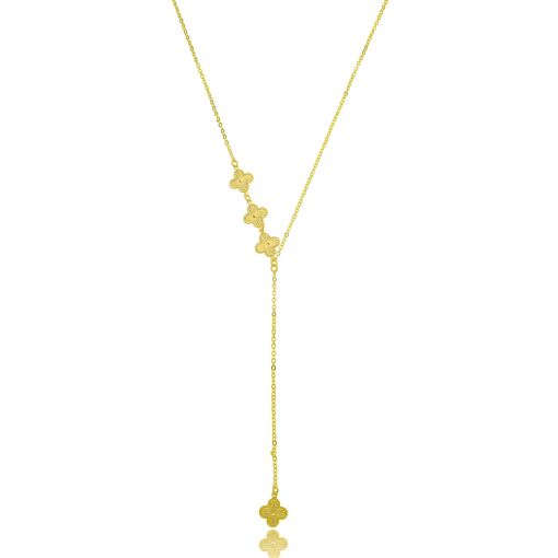 Colar Gravatinha Trevo Banhado a Ouro 18k.