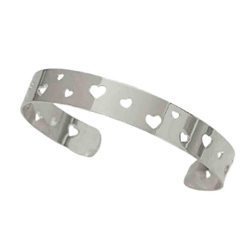 Bracelete Coração Banhado No Ródio Branco.