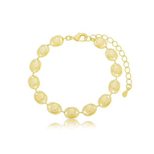 Pulseira Perola Banhada a Ouro 18k