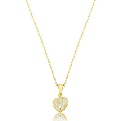 Gargantilha Coração Zirconia Banhada a Ouro 18k.