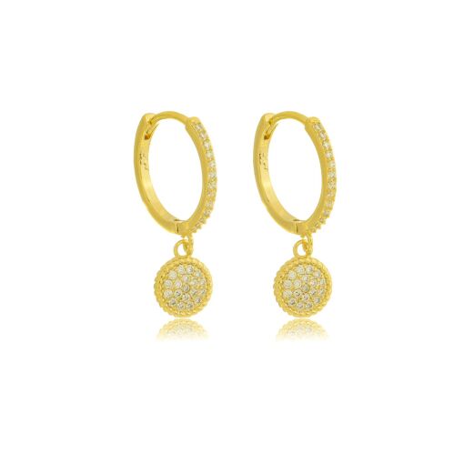Brinco Articulado Redondo Zirconia Banhado a Ouro 18k