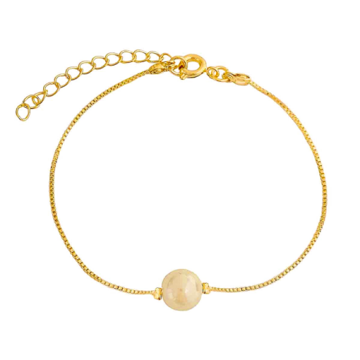 Pulseira Pérola Banhada a Ouro 18k.