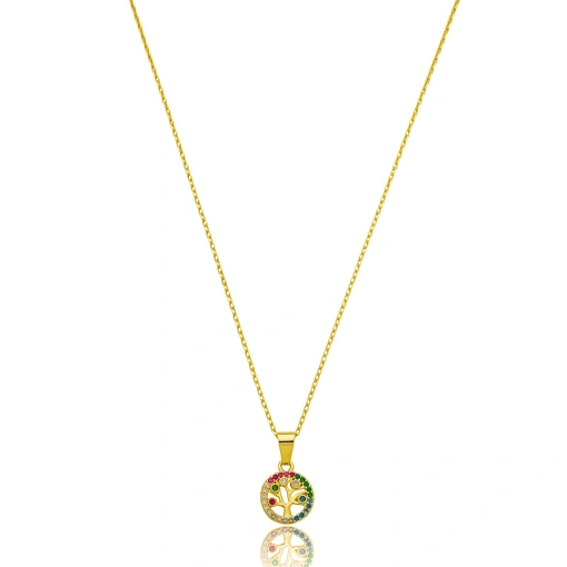 Gargantilha Arvore da Vida Zirconia Banhada a Ouro 18k