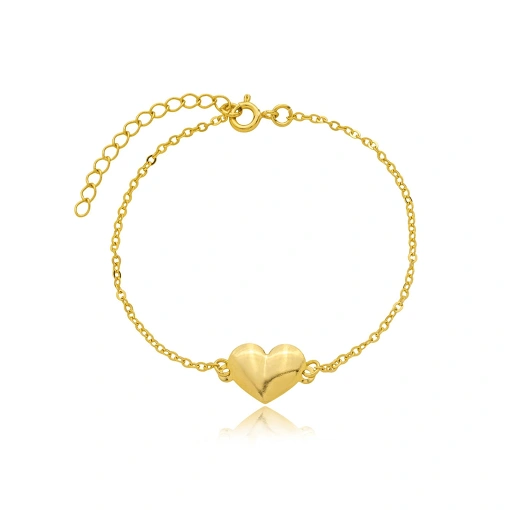Pulseira Coração Liso Banhada a Ouro 18k