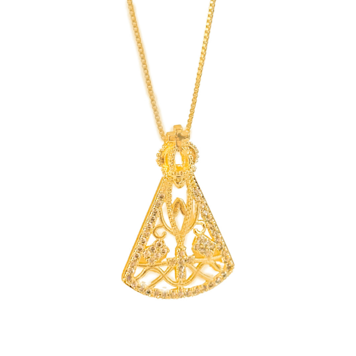Gargantilha Nossa Senhora Zirconia Banhada a Ouro 18k