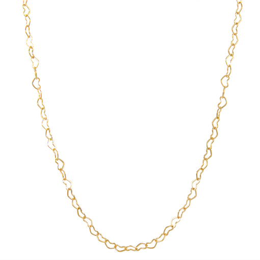 Colar Alongado Corações Banhado a Ouro 18k.