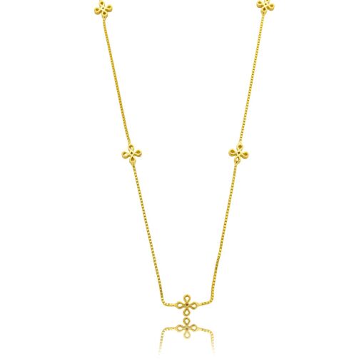 Colar 60 Cm Trevo Banhado a Ouro 18k