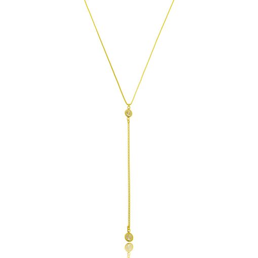 Colar Gravatinha Zircônia Banhada a Ouro 18k.
