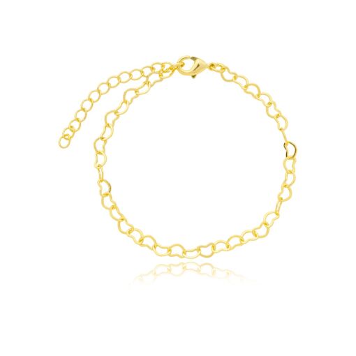Pulseira Elo Corações Banhada a Ouro 18k.