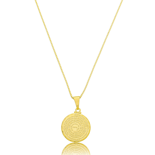 Gargantilha Medalha Pai Nosso M Banhado a Ouro 18k.