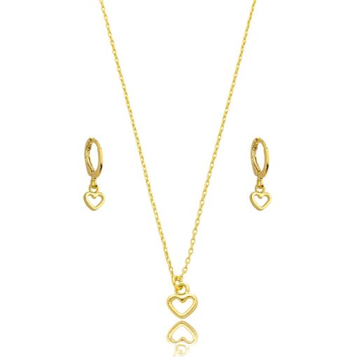 Conjunto Infantil Coração Banhado a Ouro 18k.