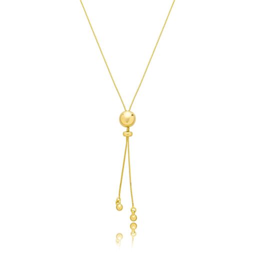 Colar Gravatinha Bola Lisa Banhado a Ouro 18k