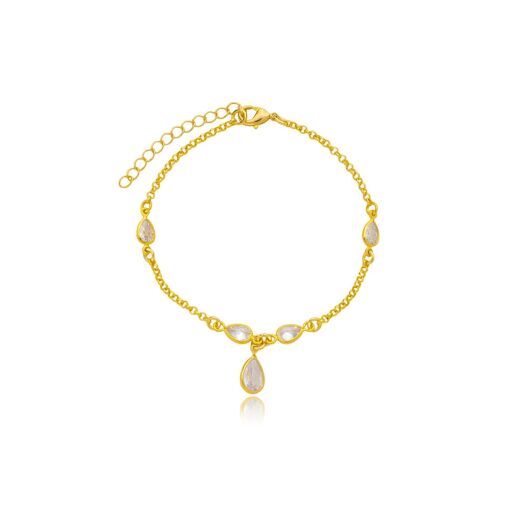 Pulseira Zircônia Banhada a Ouro 18k.