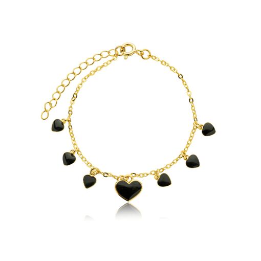 Pulseira Infantil Coração Resina Banhada a Ouro 18k
