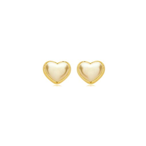 Brinco Coração Perola Banhado a Ouro 18k