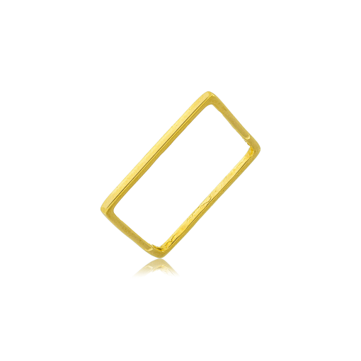 Anel Quadrado Banhado a Ouro 18k
