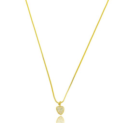 Gargantilha Coração Zircônia 6mm Banhada a Ouro 18k.