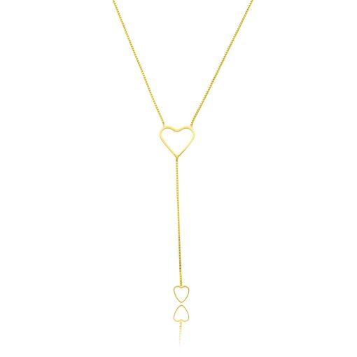 Colar Gravatinha Coração Banhado a Ouro 18k.