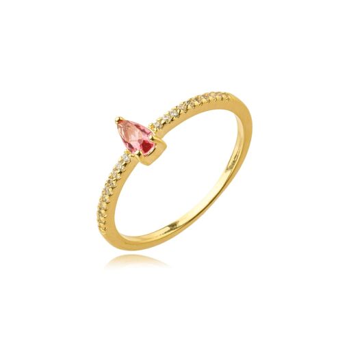 Anel Gota Colorido Zirconia Banhado a Ouro 18k