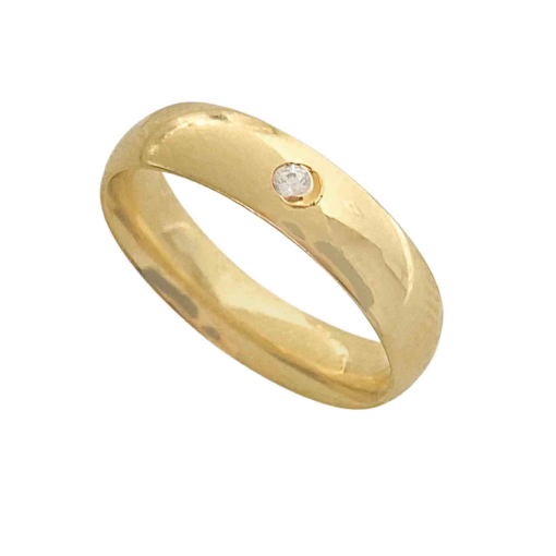 Anel Aliança Zircônia Banhado a Ouro 18k.